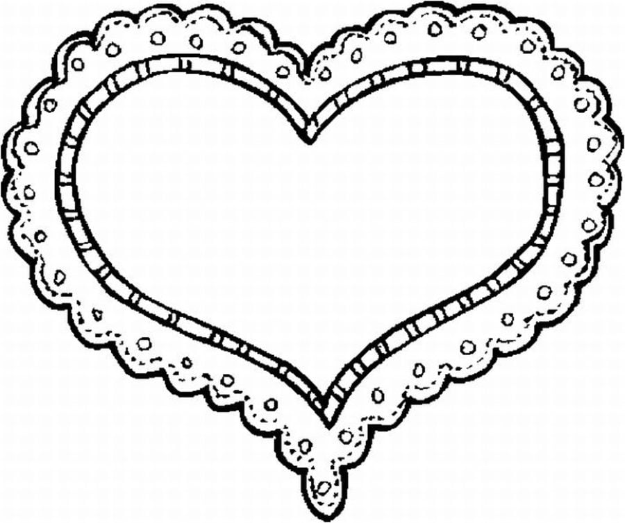 Online coloring book: Large embroidered heart coloring page